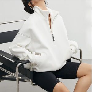 COMMENSE White Sweatshirt w/ Zipper